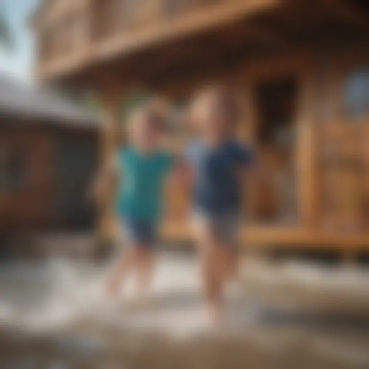 Kids Playing Joyfully in Ocean Front Playhouse