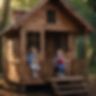 Children Playing in Wooden Playhouse