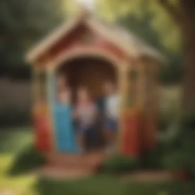 Joyful Moments in Little Tikes Playhouse Happy children enjoying playtime in Little Tikes plastic outdoor playhouse