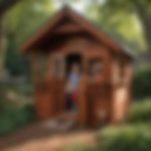 Children playing creatively in a Little Tykes outdoor playhouse