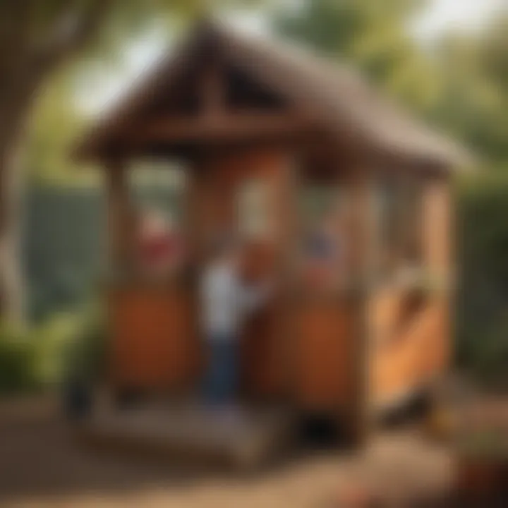 Kids interacting and socializing in a Little Tykes outdoor playhouse