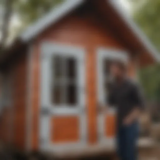 Wooden playhouse being primed