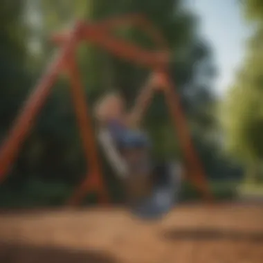 A high-quality metal swing set with a curved tube slide, providing thrilling play opportunities