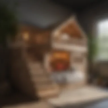 Sleek Nature-Inspired Playhouse Bed Modern Playhouse Bed with Stairs in Nature-Inspired Design