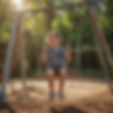 Children exercising and staying active on a swing set in a play area