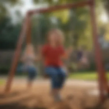 Children interacting and socializing while enjoying a swing set