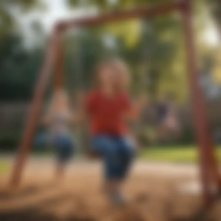 Children interacting and socializing while enjoying a swing set