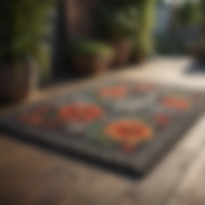 Outdoor Mat with Floral Design