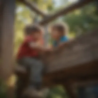 Kids climbing and exploring in a sturdy outdoor fort kit