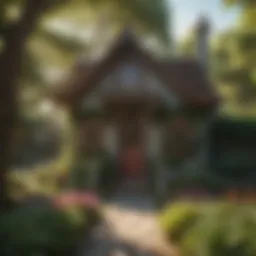 Elegant outdoor playhouse nestled in a lush garden