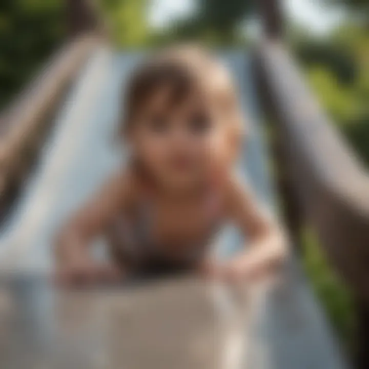 Parent observing child playing on a safe outdoor slide set