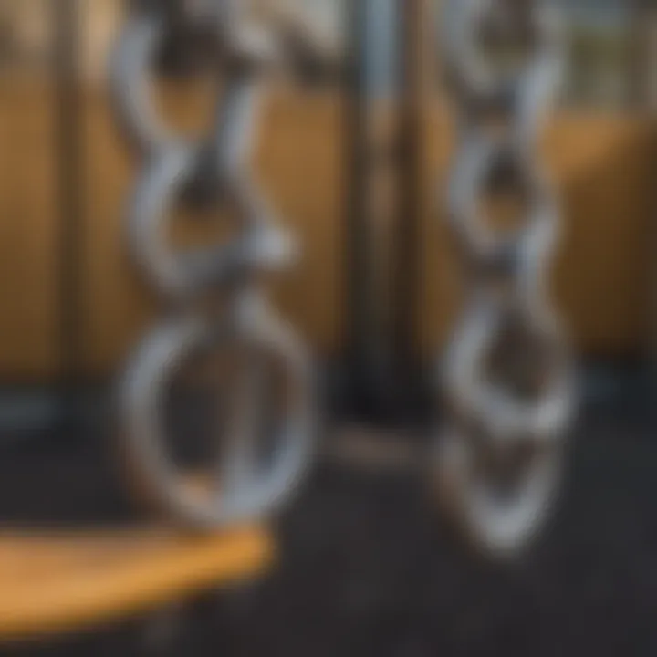 Close-up of durable metal swing chains on a swing set