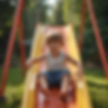 Children playing creatively on a colorful slide