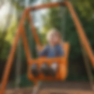 Close-up of a sturdy and safe swing set construction