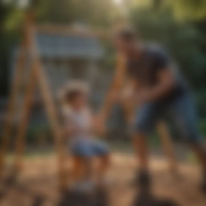 Parent and child bonding over assembling a sturdy swingset