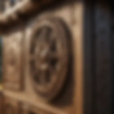 Close-up of intricate design details on a wooden play fort