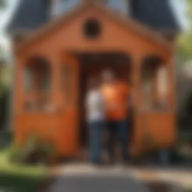 Parent and child bonding over assembling a Home Depot playhouse kit