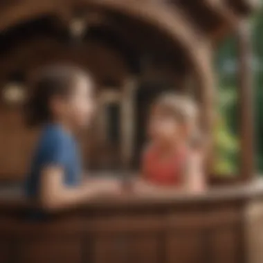 Parent and child bonding while playing together in the playhouse