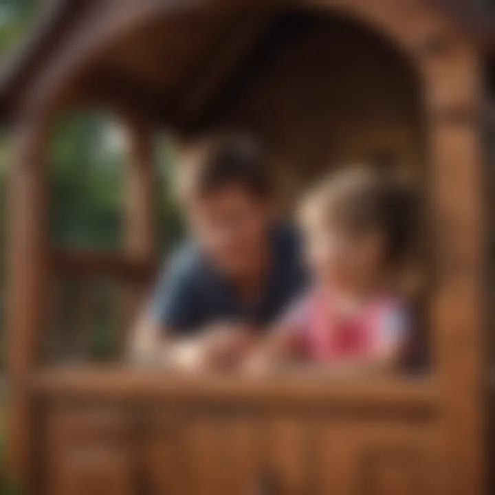 Parent and child engaging in interactive play in KidKraft playhouse