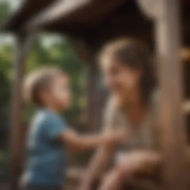 Parent and child engaging in playhouse fun