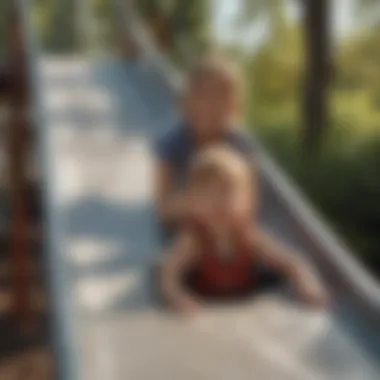 Parent supervising child on the 10ft slide