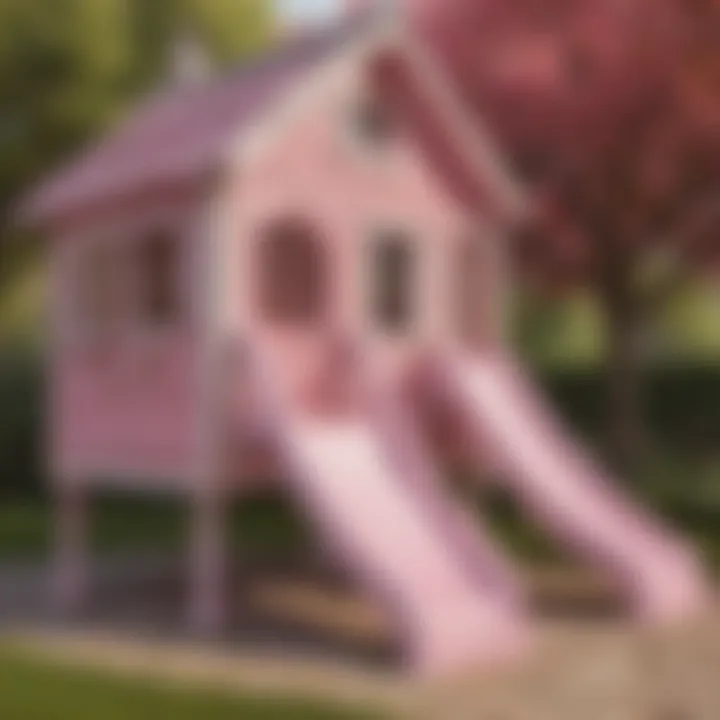 Pink Playhouse with Slide Attachment