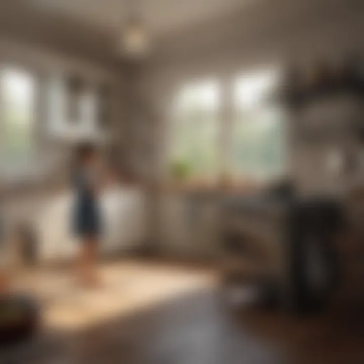 Child playing with imaginative kitchen set