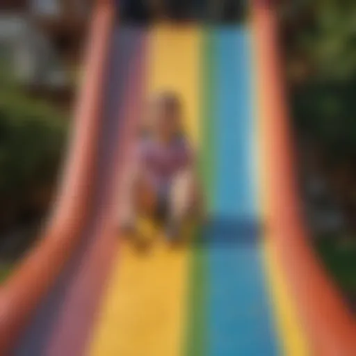 Playful kids sliding down the vibrant rainbow slide