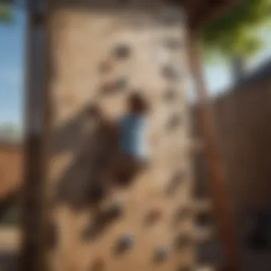 Innovative Climbing Wall Feature on Playhouse Swing Set