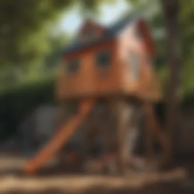 Safe Elevated Playhouse Construction with Climbing Wall