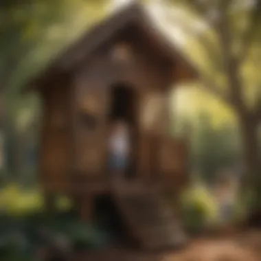 Kids playing creatively in a raised playhouse