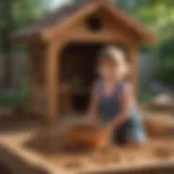 Child Engaged in Imaginative Play in Sandbox Playhouse