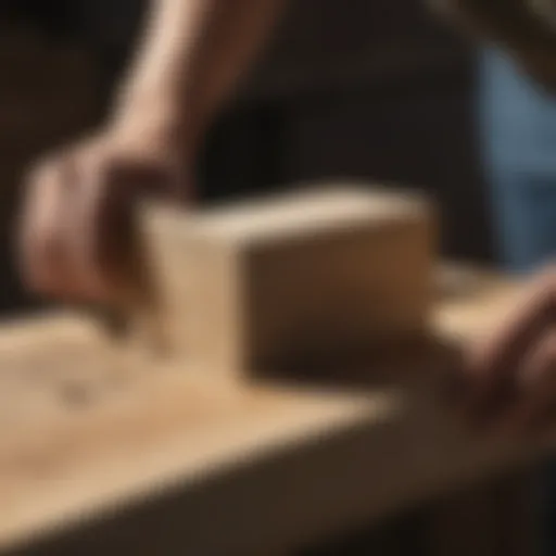 Wood surface being sanded with a sanding block