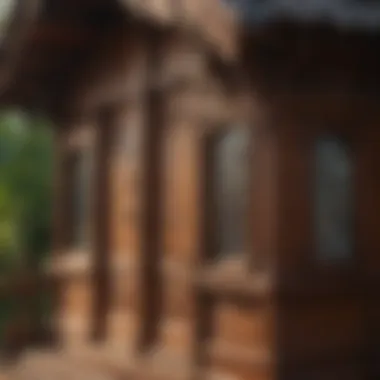 Close-up of intricate details on a Timberlake wooden playhouse