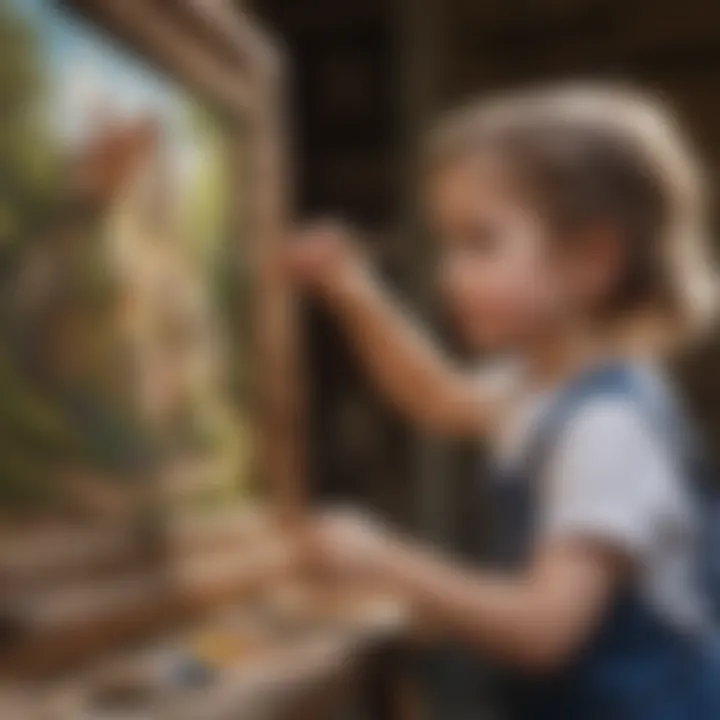 Child painting a whimsical design