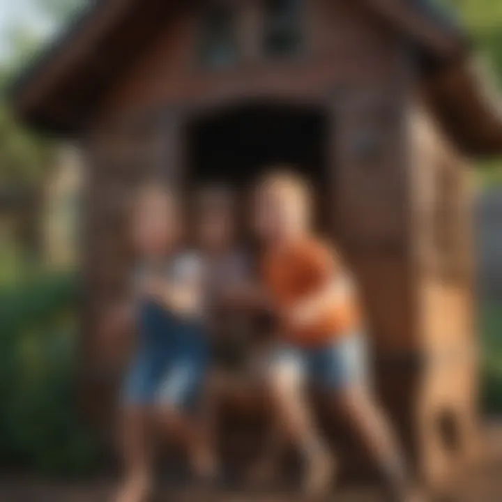 Kids Playing in Outdoor Playhouse