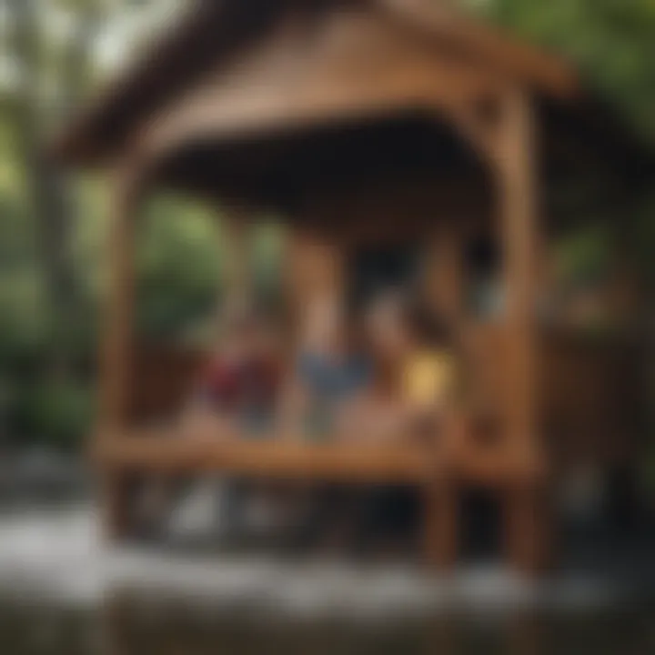 Kids engaging in creative play in outdoor playhouse