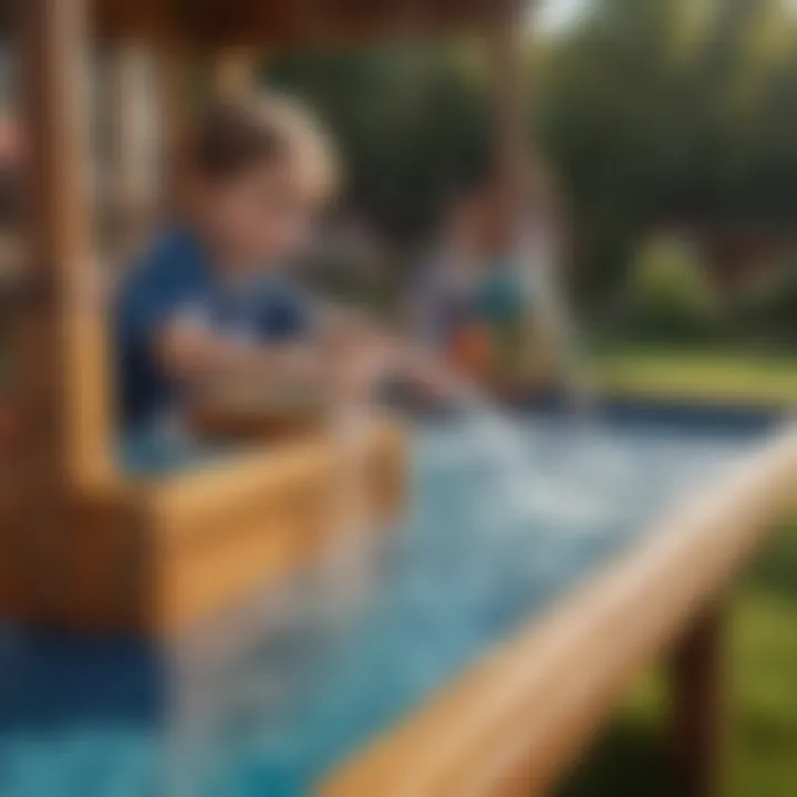 Close-up of water table feature in outdoor playhouse