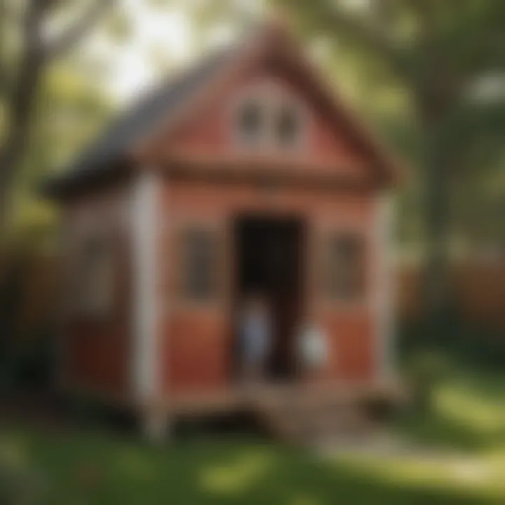 Children playing joyfully inside a completed playhouse