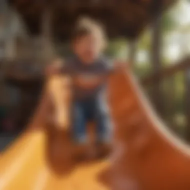 Child sliding down a vibrant slide