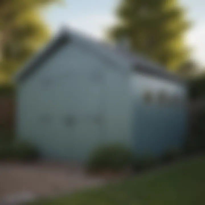 Protective shed being painted with waterproof paint