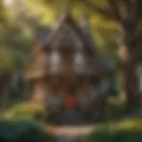 Child playing in a whimsical fairy tale playhouse