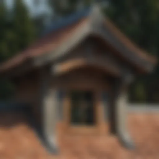 Whimsical Roof Detail of Cedar Summit Greystone Cottage Playhouse