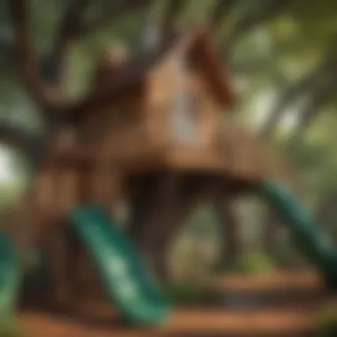 Whimsical Treehouse Play Area with Slide