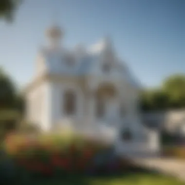 Whimsical White Playhouse with Flower Garden Views Whimsical White Playhouse with Flower Garden Views