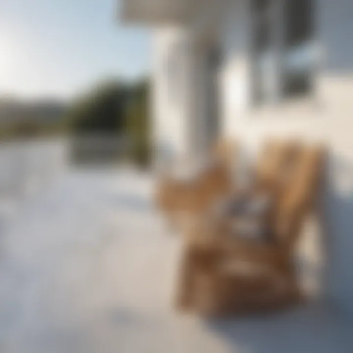 White Painted Wooden Deck with Sunlight Streaming Through