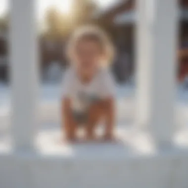 Children playing on white playground set