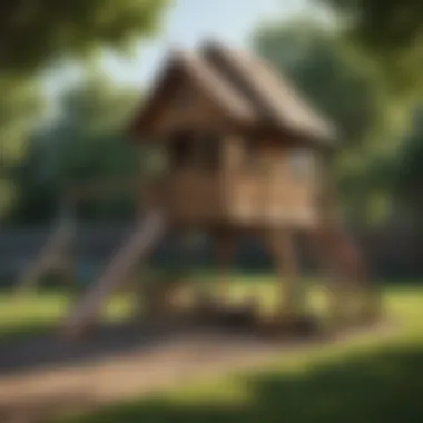 Enchanting Wooden Backyard Playhouse Swing Set Wooden Backyard Playhouse Swing Set
