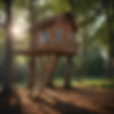 Elevated Treehouse Platform of Wooden Outdoor Swingset Wooden Outdoor Swingset Treehouse Platform