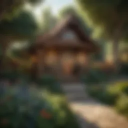 Wooden Playhouse Nestled in a Magical Garden